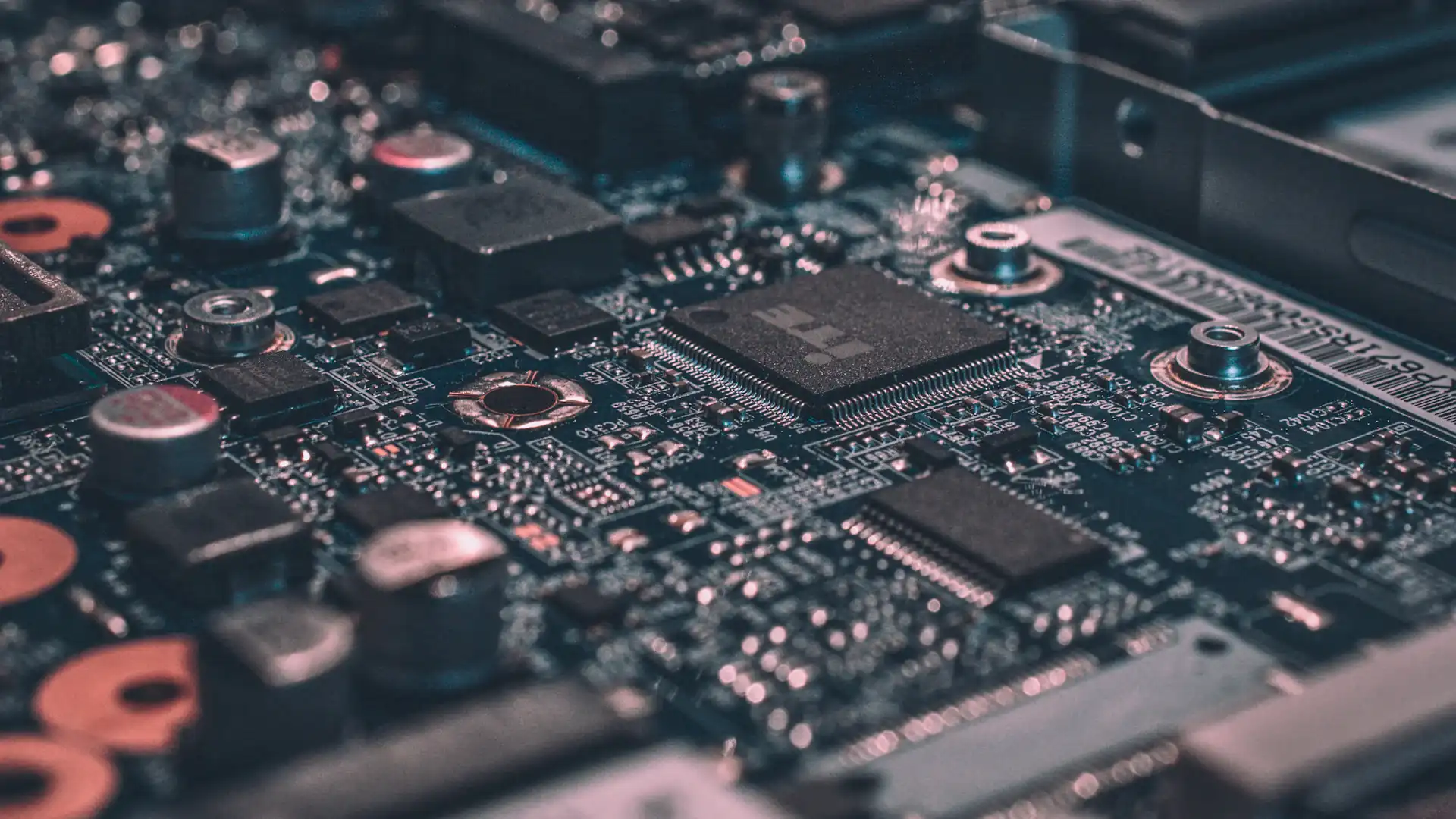 Close-up of an integrated circuit board