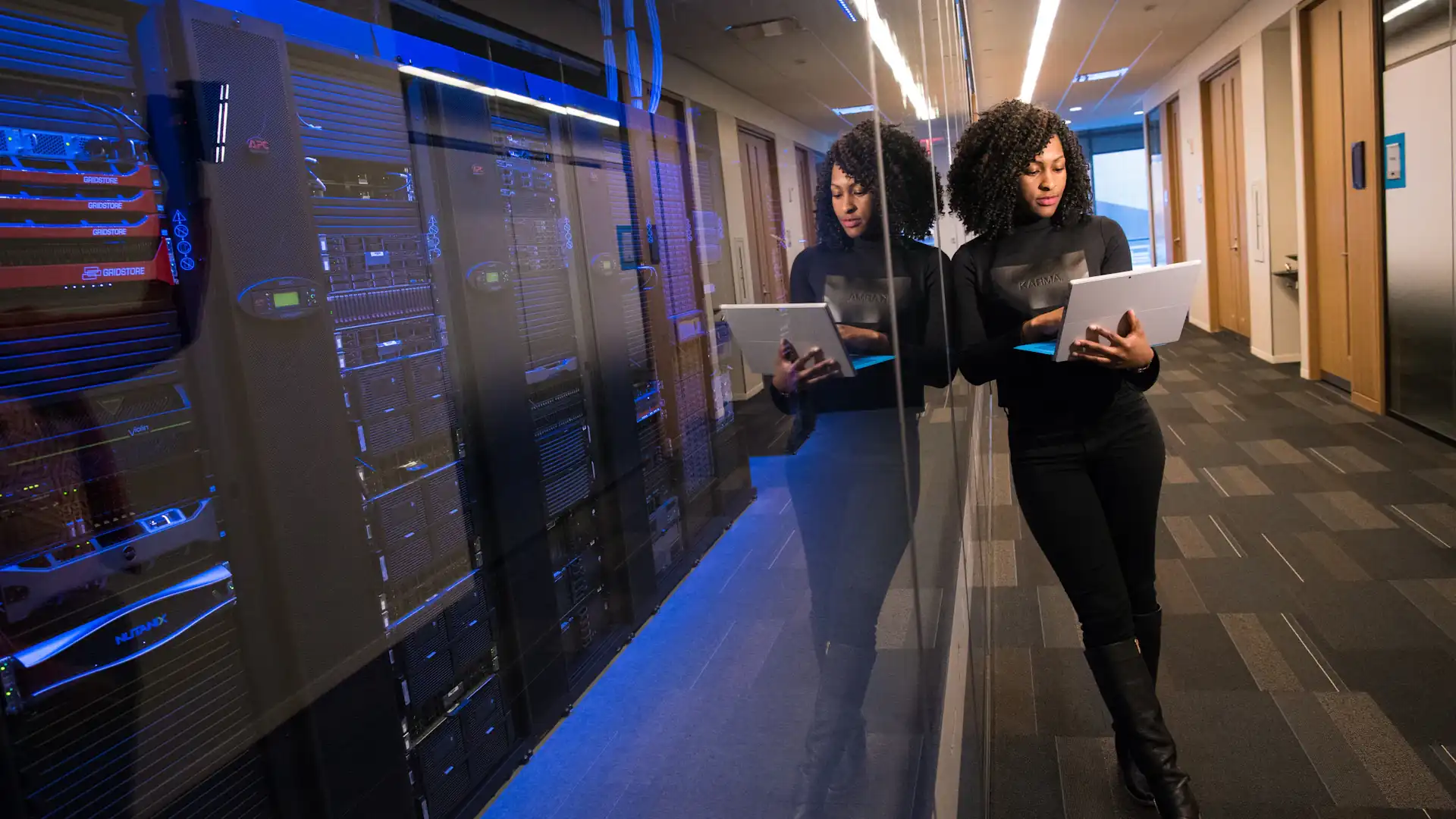 Security engineer working in a data centre